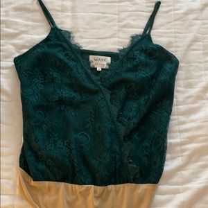 Emerald green wayf lace bodysuit